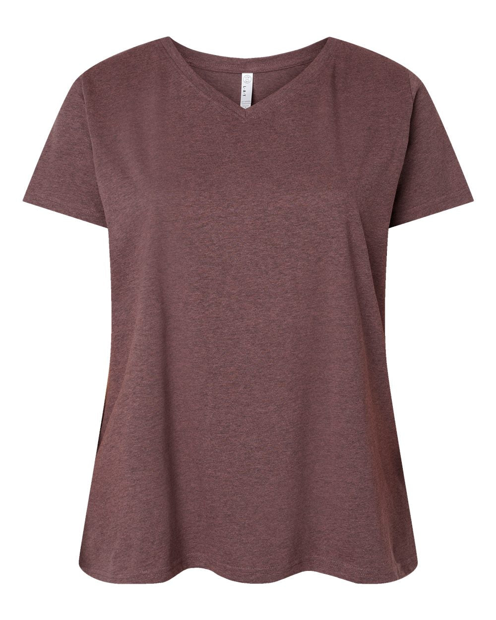 LAT Women's Curvy Collection Fine Jersey V-Neck Tee