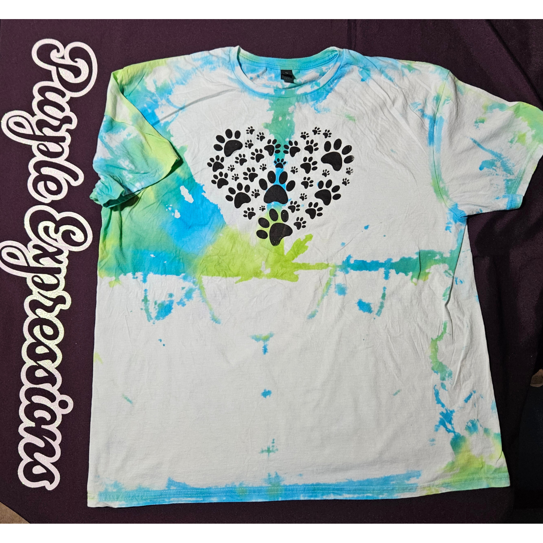 Yellow-Green Block and Paw Print T-Shirt