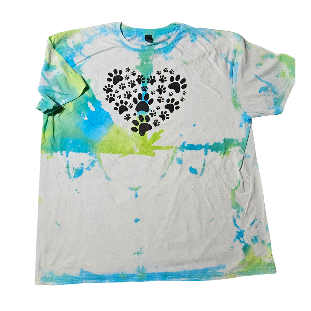 Yellow-Green Block and Paw Print T-Shirt