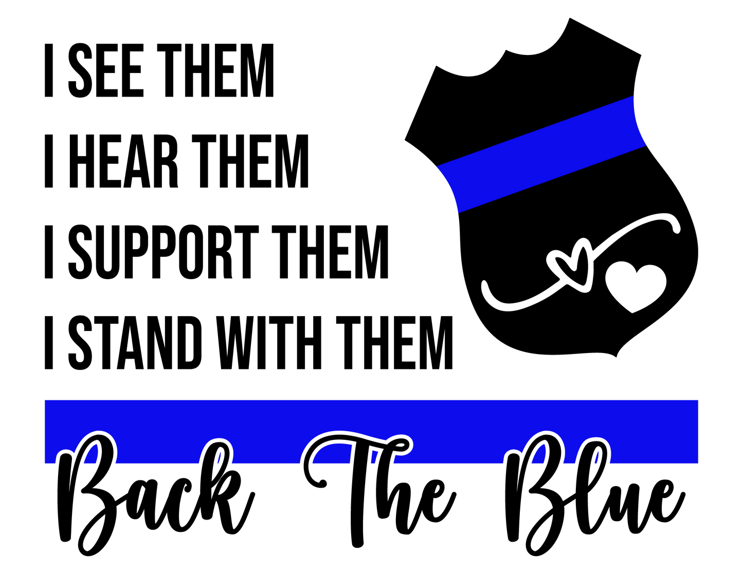 Back The Blue DTF Transfers