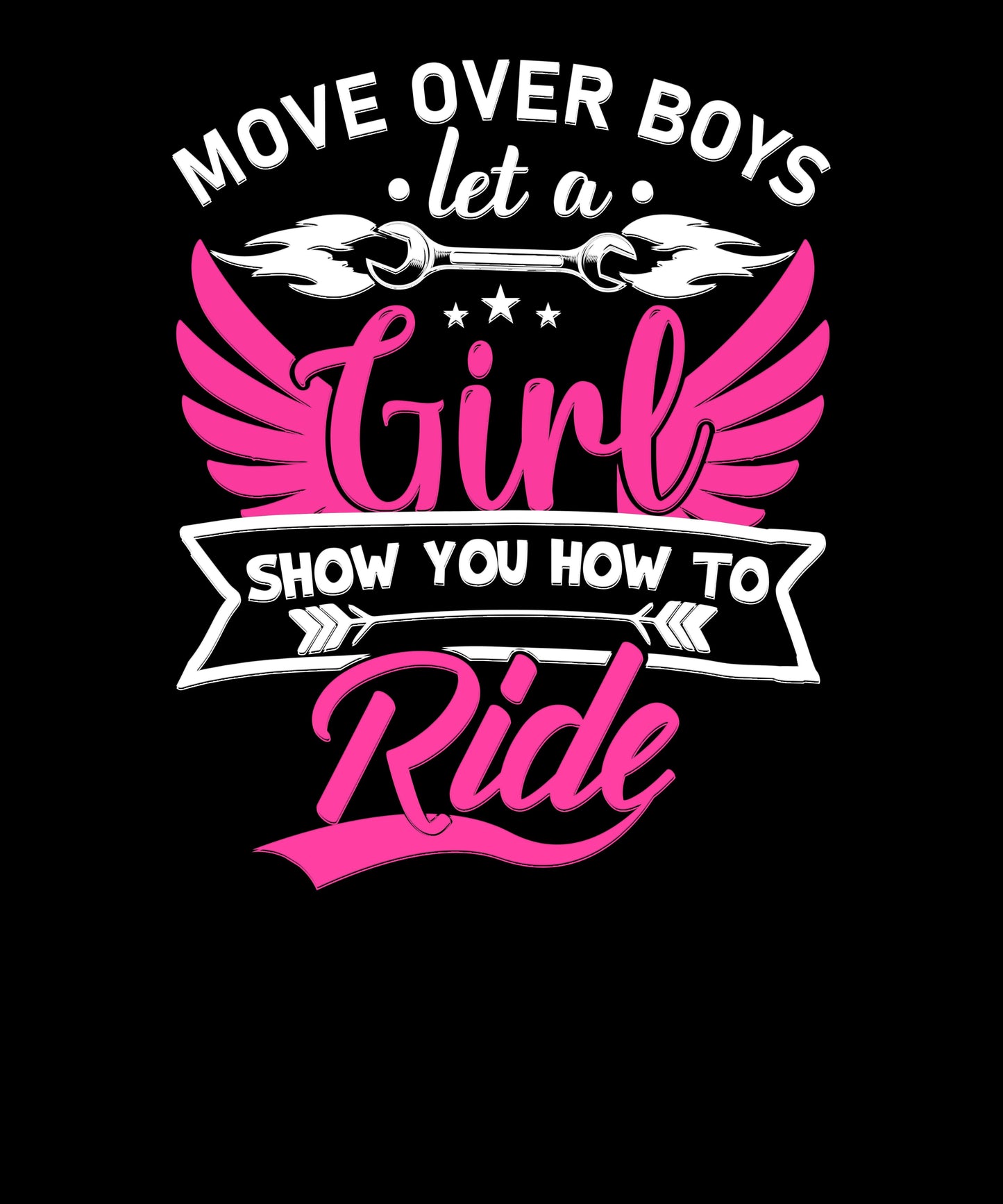 Motivational quote with pink and white text on a black background